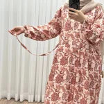 پیراهن فلور بوگاتی فری سایز زنانه کد 1215 تا سایز 46 مناسب چهارفصل بنددار شیک راحت - Image 4