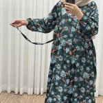 پیراهن زنانه بوگاتی فری سایز تا 46 قد 140 تن خور شیک و راحت بند کمر کمربند دار چهارفصل بدون سایه اندازی - Image 6