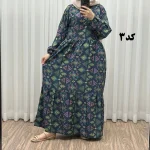 پیراهن زنانه بوگاتی فری سایز تا 46 قد 140 تن خور شیک و راحت بند کمر کمربند دار چهارفصل بدون سایه اندازی - Image 5