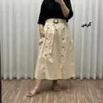 دامن کتان زنانه فری سایز تا 48 قد 90 سانتیمتر چهارفصل شیک و راحت بدون آبرفت و رنگ رفتگی - Image 9
