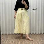 دامن کتان زنانه فری سایز تا 48 قد 90 سانتیمتر چهارفصل شیک و راحت بدون آبرفت و رنگ رفتگی - Image 10