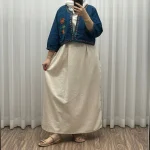 کت سارافون لینن مدل یولیا فری سایز زنانه مناسب تا سایز 48 چهارفصل شیک و راحت - Image 12