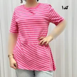 تیشرت راه راه بنگلادشی نخ پنبه چهارفصل زنانه سایز S تا XXXL تن خور راحت - Image 3