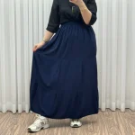 دامن نخی طبقهای ساده فری سایز زنانه تا سایز 50 تنخور شیک و راحت مناسب چهارفصل - Image 5