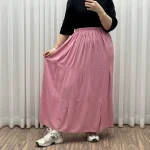 دامن نخی طبقهای ساده فری سایز زنانه تا سایز 50 تنخور شیک و راحت مناسب چهارفصل - Image 7