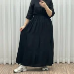 دامن نخی طبقهای ساده فری سایز زنانه تا سایز 50 تنخور شیک و راحت مناسب چهارفصل - Image 9