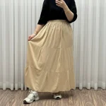 دامن نخی طبقهای ساده فری سایز زنانه تا سایز 50 تنخور شیک و راحت مناسب چهارفصل - Image 4