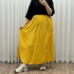 دامن نخی طبقهای ساده فری سایز زنانه تا سایز 50 تنخور شیک و راحت مناسب چهارفصل - Image 3
