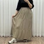 دامن نخی طبقهای ساده فری سایز زنانه تا سایز 50 تنخور شیک و راحت مناسب چهارفصل - Image 6