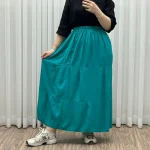 دامن نخی طبقهای ساده فری سایز زنانه تا سایز 50 تنخور شیک و راحت مناسب چهارفصل - Image 2