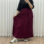 دامن نخی طبقهای ساده فری سایز زنانه تا سایز 50 تنخور شیک و راحت مناسب چهارفصل - Image 8