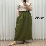 دامن لینن زنانه و دخترانه فری سایز مناسب تا سایز 48 قد 93 سانتیمتر - Image 3