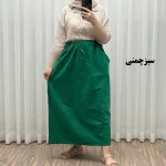 دامن لینن زنانه و دخترانه فری سایز مناسب تا سایز 48 قد 93 سانتیمتر - Image 6