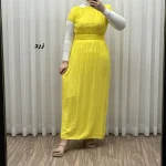 پیراهن ساحلی نخی زنانه و دخترانه آستین کوتاه فری سایز مدل باربی - Image 9