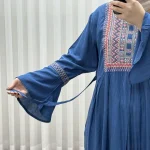 پیراهن نخی گلدوزی شده زنانه مدل مانیا فری سایز مناسب تا سایز 48 - Image 2