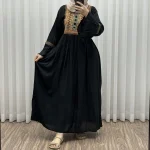 پیراهن نخی گلدوزی شده زنانه مدل مانیا فری سایز مناسب تا سایز 48 - Image 6