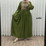 پیراهن نخی گلدوزی شده زنانه مدل مانیا فری سایز مناسب تا سایز 48 - Image 8