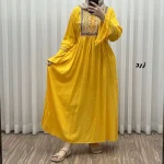پیراهن نخی گلدوزی شده زنانه مدل مانیا فری سایز مناسب تا سایز 48 - Image 9