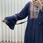 پیراهن نخی گلدوزی شده زنانه مدل مانیا فری سایز مناسب تا سایز 48 - Image 10