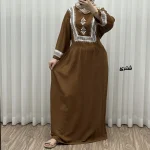پیراهن نخی زنانه مدل پادمیرا فری سایز مناسب تا 48 همراه با کمربند - Image 7