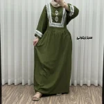پیراهن نخی زنانه مدل پادمیرا فری سایز مناسب تا 48 همراه با کمربند - Image 10