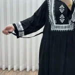 پیراهن نخی زنانه مدل پادمیرا فری سایز مناسب تا 48 همراه با کمربند - Image 5