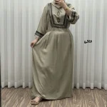 پیراهن نخی زنانه مدل پادمیرا فری سایز مناسب تا 48 همراه با کمربند - Image 2
