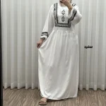 پیراهن نخی زنانه مدل پادمیرا فری سایز مناسب تا 48 همراه با کمربند - Image 8