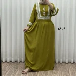 پیراهن نخی زنانه مدل پادمیرا فری سایز مناسب تا 48 همراه با کمربند - Image 11