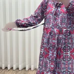 پیراهن زنانه فلور بوگاتی مدل لوزی فری سایز مناسب تا 44 با کمربند - Image 6