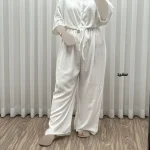 شلوار نخی زنانه راحتی فری سایز مناسب تا سایز 50 قد 107 - تصویر 2