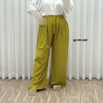 شلوار نخی زنانه راحتی فری سایز مناسب تا سایز 50 قد 107 - تصویر 7