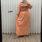 پیراهن نخی زنانه مدل الهه فری سایز مناسب تا 46 همراه با کمربند - تصویر 5