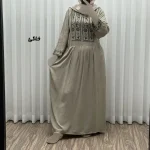 پیراهن نخی زنانه مدل الهه فری سایز مناسب تا 46 همراه با کمربند - تصویر 6