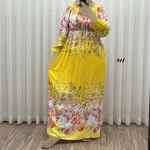 پیراهن ساحلی نخی زنانه طرح گلدار فری سایز مناسب تا 48 - تصویر 3