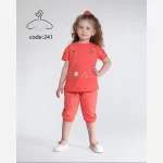 ست تاپ و شلوارک دخترانه جنس بلوز پنبه لاکرا و شلوارک کتان سایز 40 تا 55 - Image 2