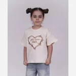 تیشرت دخترانه نخی پنبهای مناسب سن 2 تا 10 سال در سایزهای 40 تا 55 - Image 3