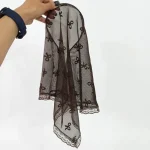 مینی اسکارف تل دار توری پاپیونی مشکی ابعاد 90 در 62 مناسب تابستان و بهار - تصویر 3