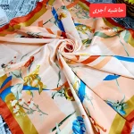 مینی اسکارف ابریشم طرح گل و روبان ابعاد 76 در 76 رنگبندی - تصویر 3
