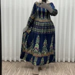 پیراهن ساحلی زنانه کریشه سرمهای فری سایز تا 52 بنددار چهارفصل شیک و راحت بدون سایه اندازی - Image 2