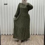پیراهن ساحلی زنانه نخی گلریز فری سایز مناسب تا سایز 46 با کمربند - Image 3