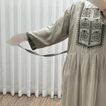 پیراهن ساحلی نخی زنانه مدل ساره 2 کد 1756 فری سایز با کمربند - تصویر 3