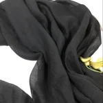 شال نخی سوپر گیاهی 3 متری مشکی و سفید طرح ساده ابعاد 80 در 250 سانتی متر - Image 2