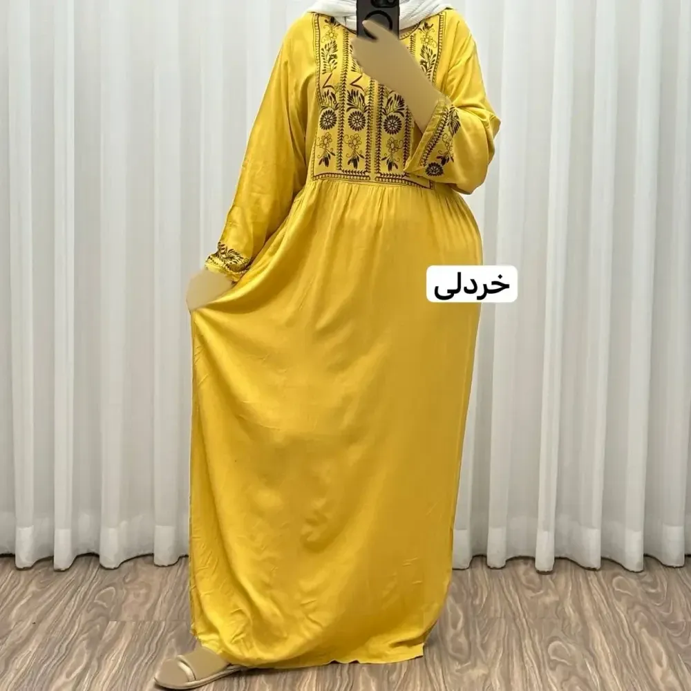 2e40a4e4-a6e7-4c34-9633-a48ba60ba99d پیراهن ساحلی نخی الهه ساره فری سایز تا 46 شیک و راحت چهارفصل سایه نمیاندازد کمربند دارد - Image 1