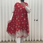 پیراهن ساحلی زنانه نخی آستین کوتاه فری سایز مناسب تا سایز 52 - Image 2