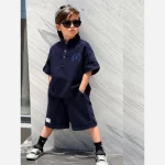 ست دو تکه بلوز و شلوارک لینن اسپرت دخترانه و پسرانه سایز 2 تا 8 سال - Image 6