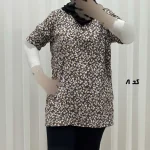 تیشرت نخی زنانه و دخترانه دکمه دار چهارفصل سایز بزرگ - Image 12