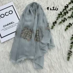 شال وارداتی مجلسی نگینی حریر دانتل - تصویر 9