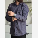 پیراهن جین آستین بلند دو جیب مردانه پارچه جین کاغذی کشی سایز M تا XXL - Image 3