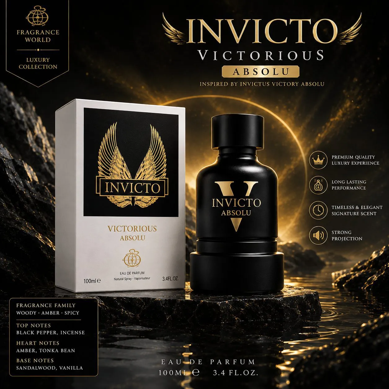 33c45546-ce2b-4e73-85b2-f1ec30801689 عطر ادکلن مردانه فرگرنس ورد مدل Invicto Victorious Absolu حجم 100 میل - تصویر 1